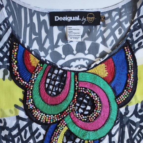 Desigual x Christian Lacroix Natalia Colorful Beaded Sleeveless Mini Dress EU 42 - Picture 8 of 9